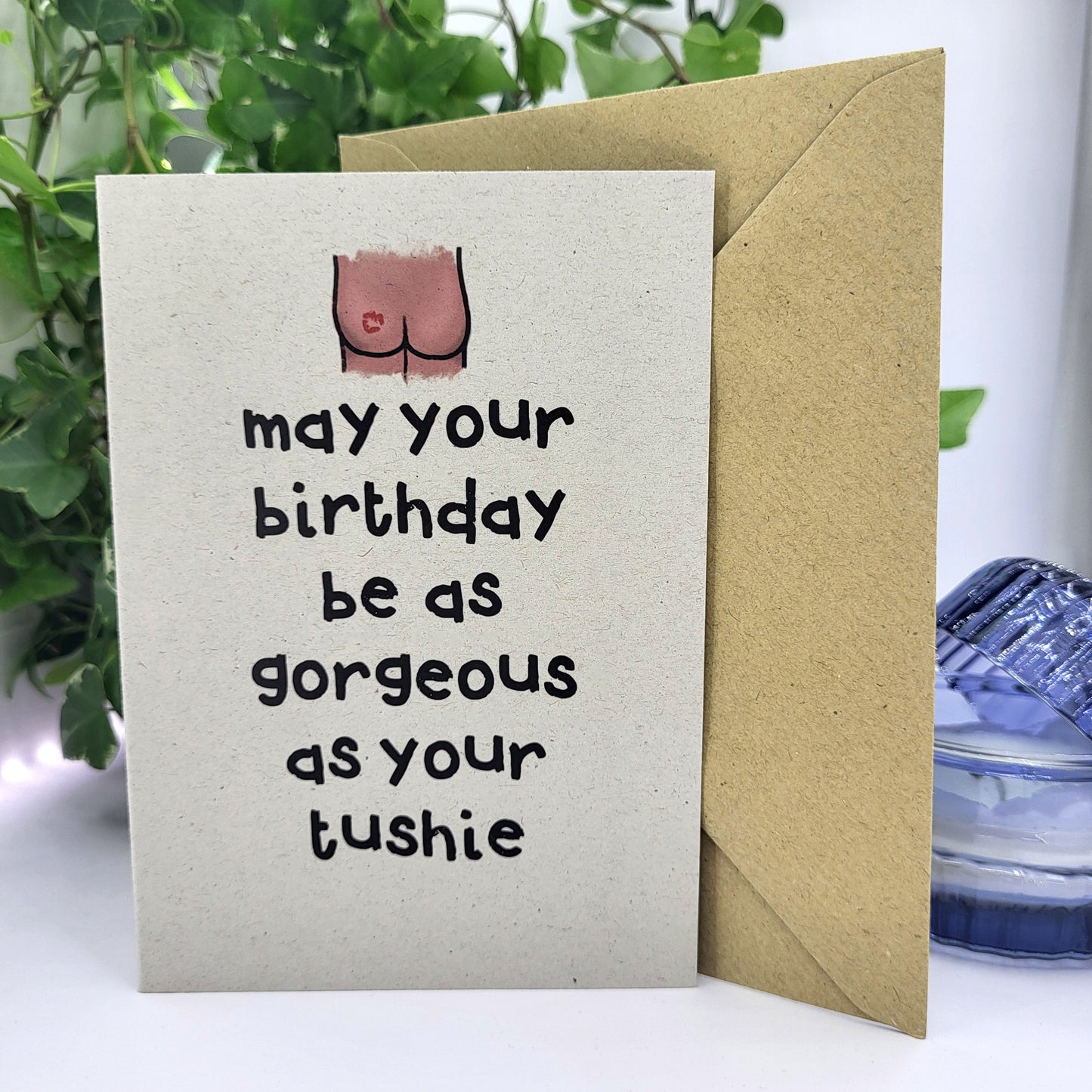Birthday Tushie recycled greeting card