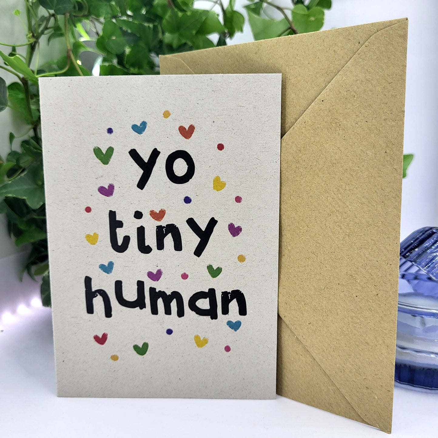 Yo Tiny Human recycled greeting card