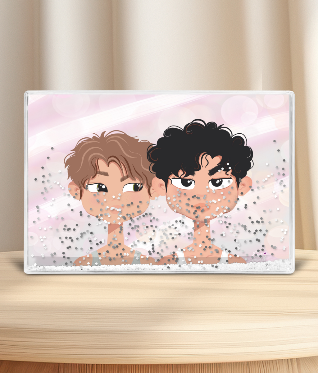 LIMERENCE by Scarlett Drake Felix & Nico 6x4" glitter shaker acrylic block
