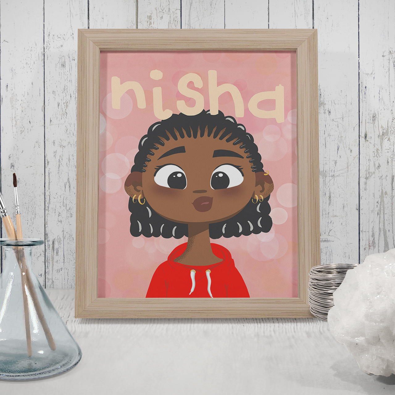 PERSONALISED children's cartoon custom portrait - door plaque, birthday gift