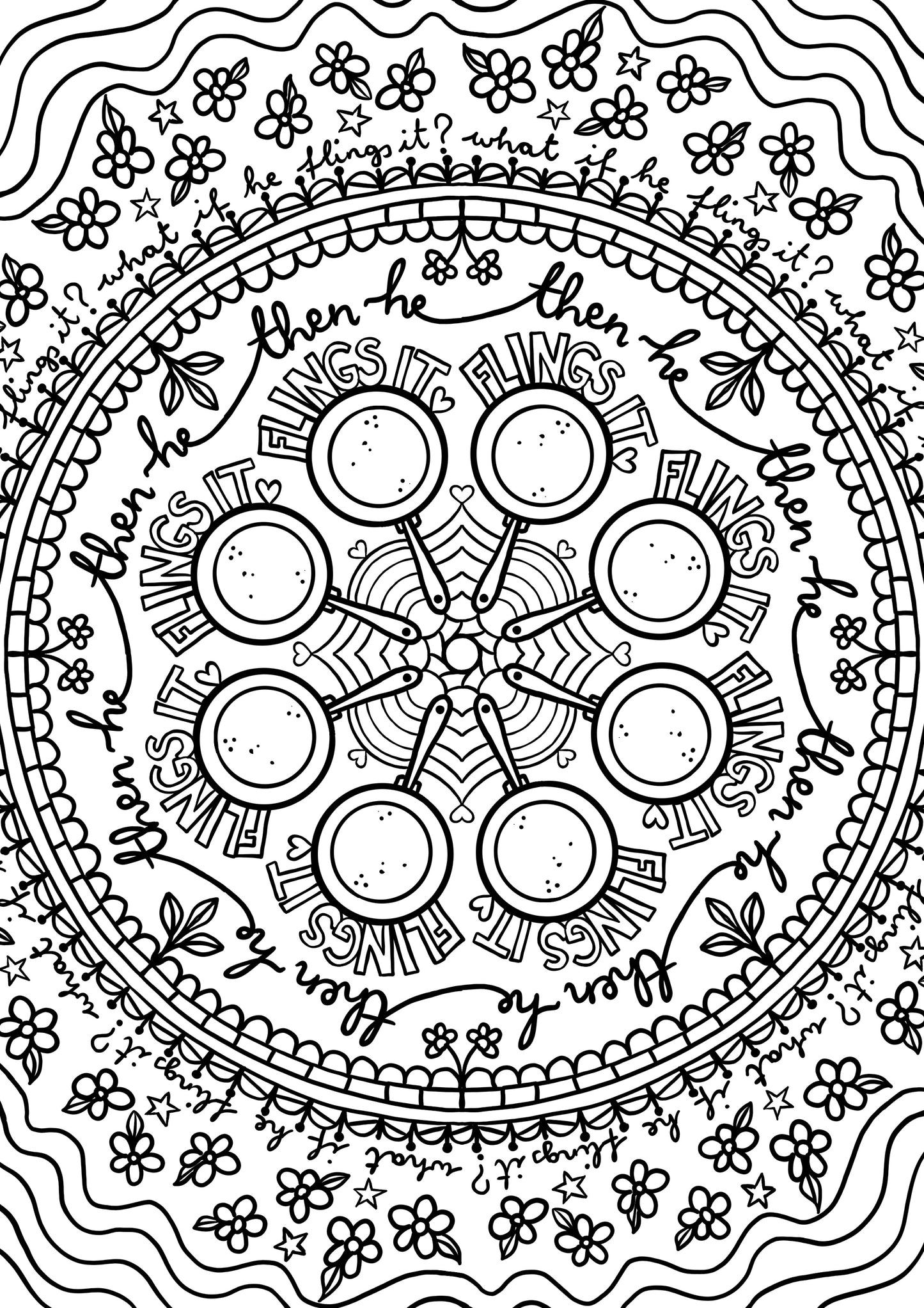 Then He Flings It mandala colouring page FREE DOWNLOAD