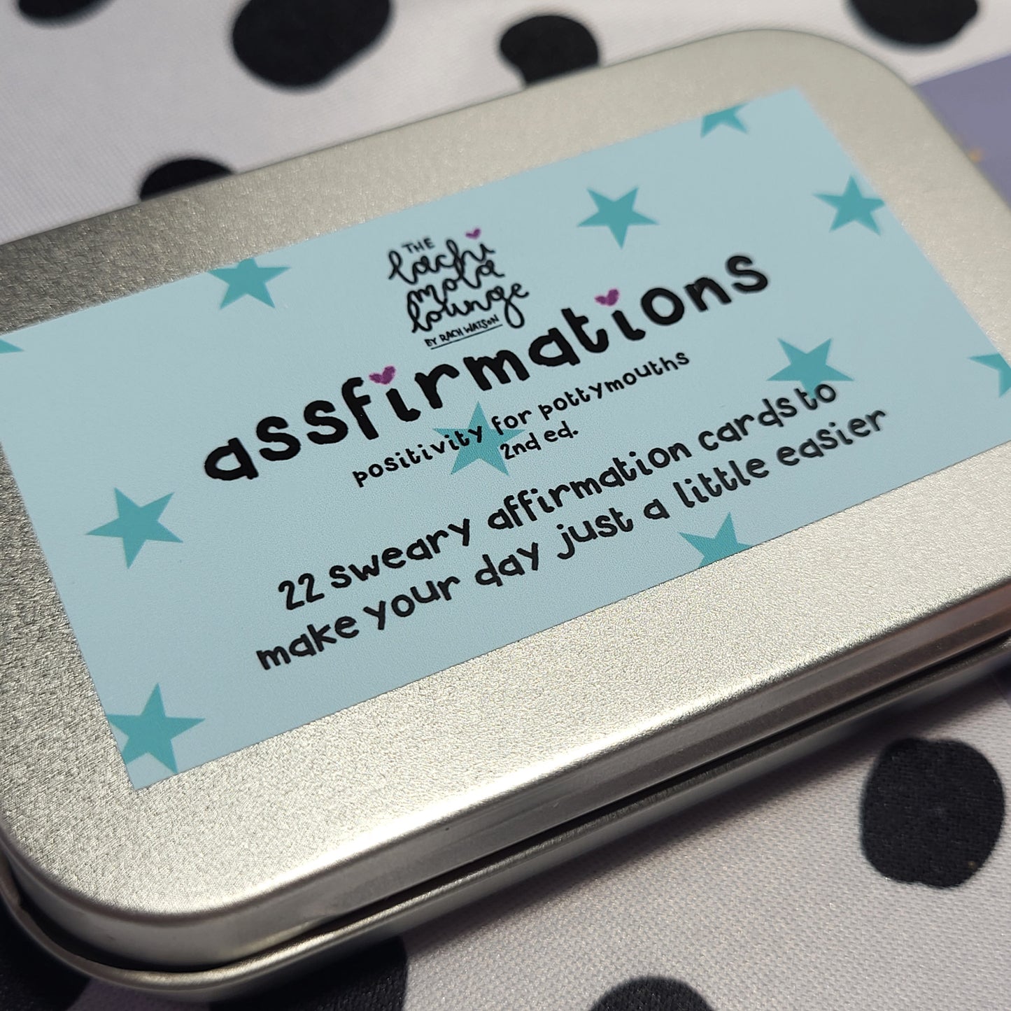 Assfirmations 2nd Ed. gift tin - sweary positivity cards set, motivation & affirmations for pottymouths!