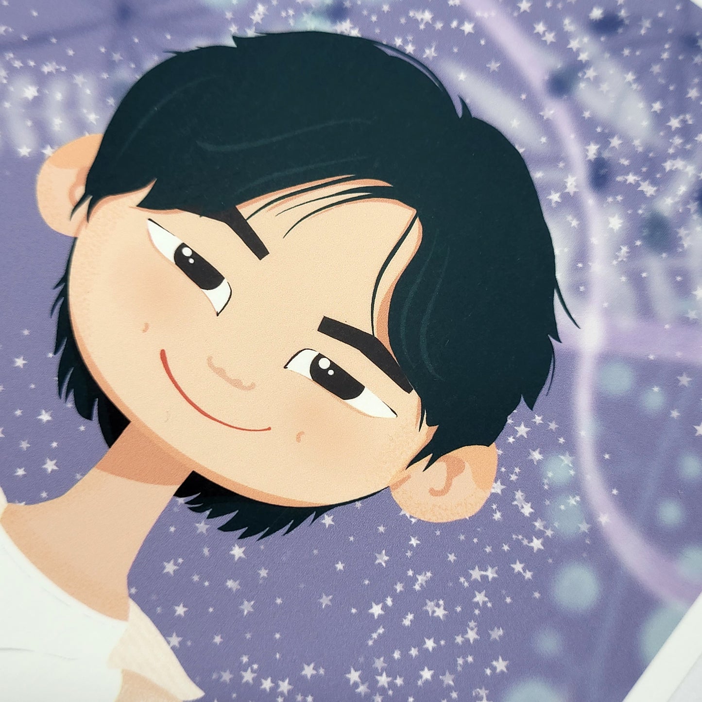 Namjoon Wildflower art print, RM cute cartoon portrait