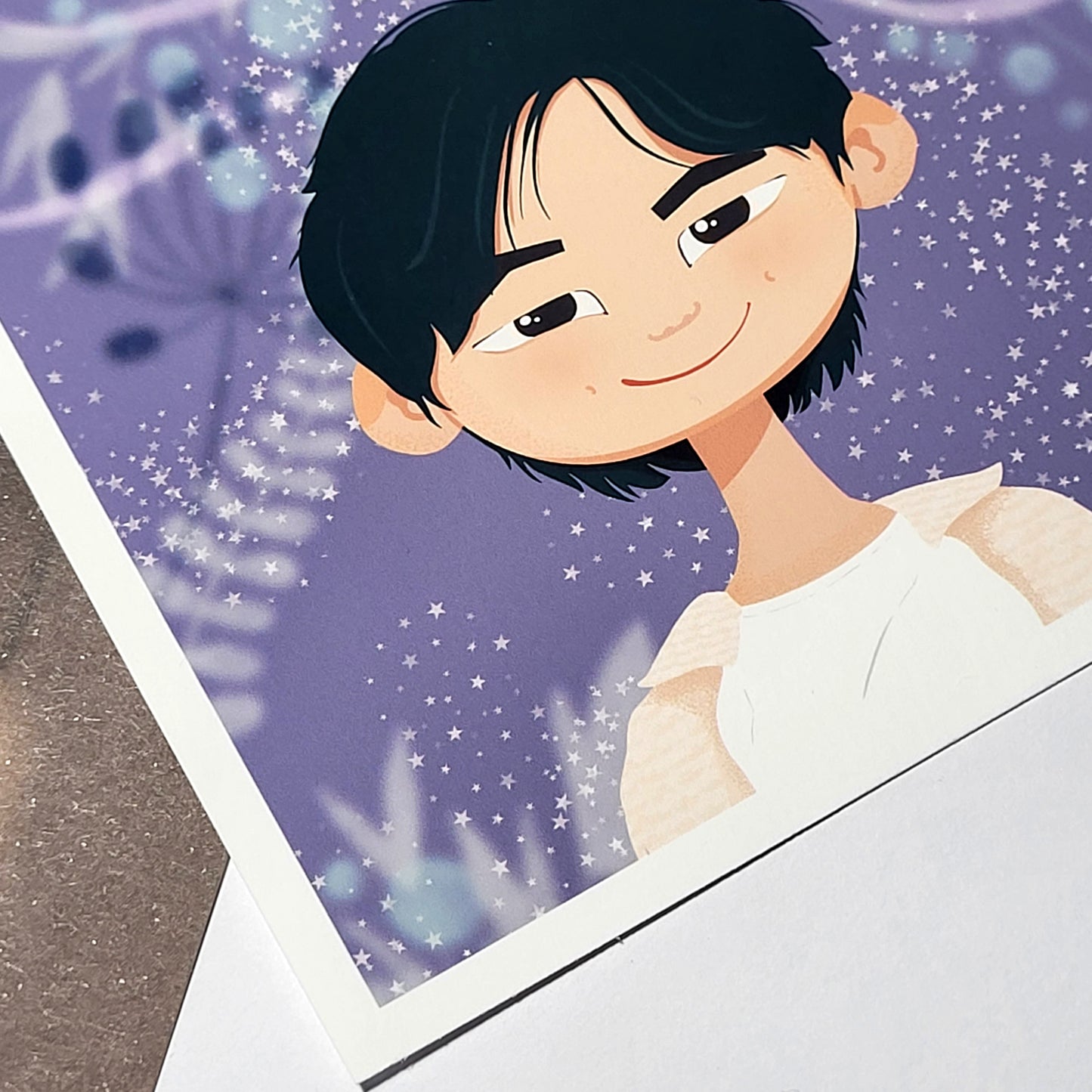 Namjoon Wildflower art print, RM cute cartoon portrait