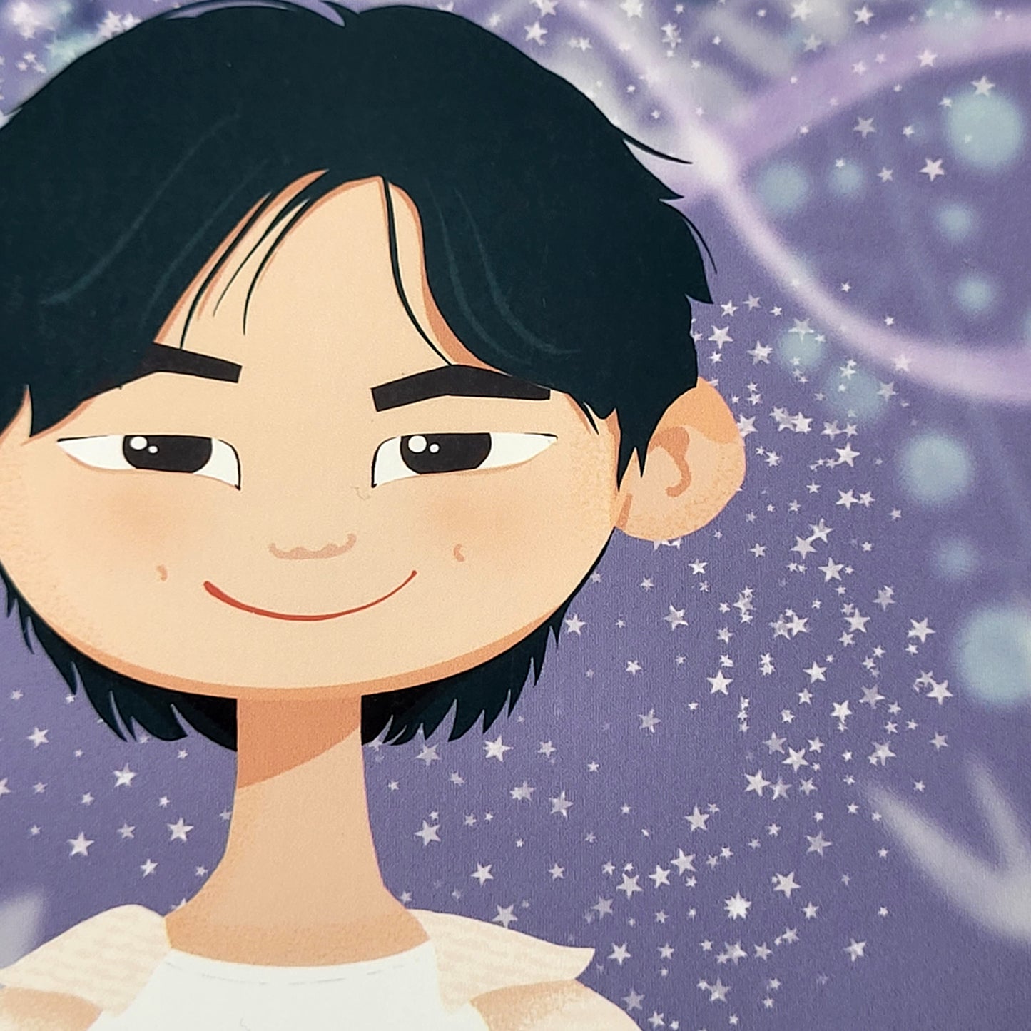 Namjoon Wildflower art print, RM cute cartoon portrait