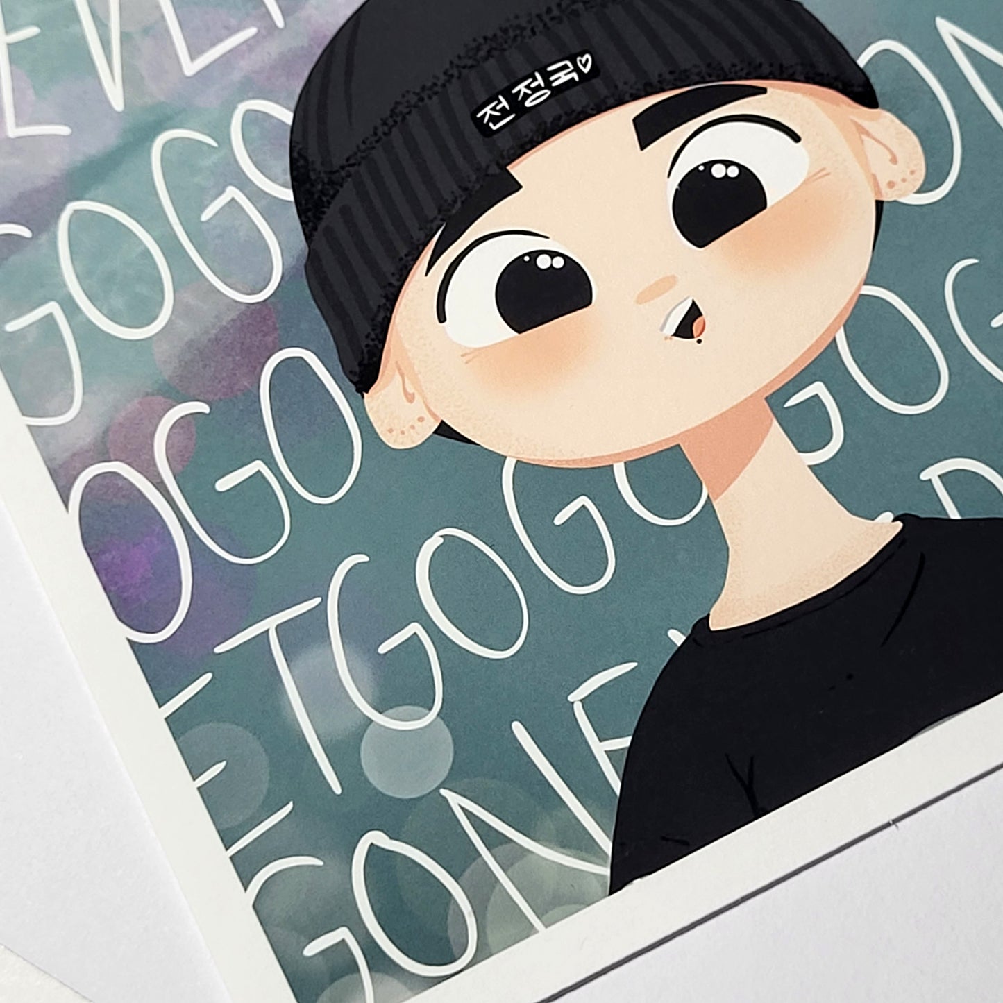 Jungkook Never Let Go cute cartoon art print