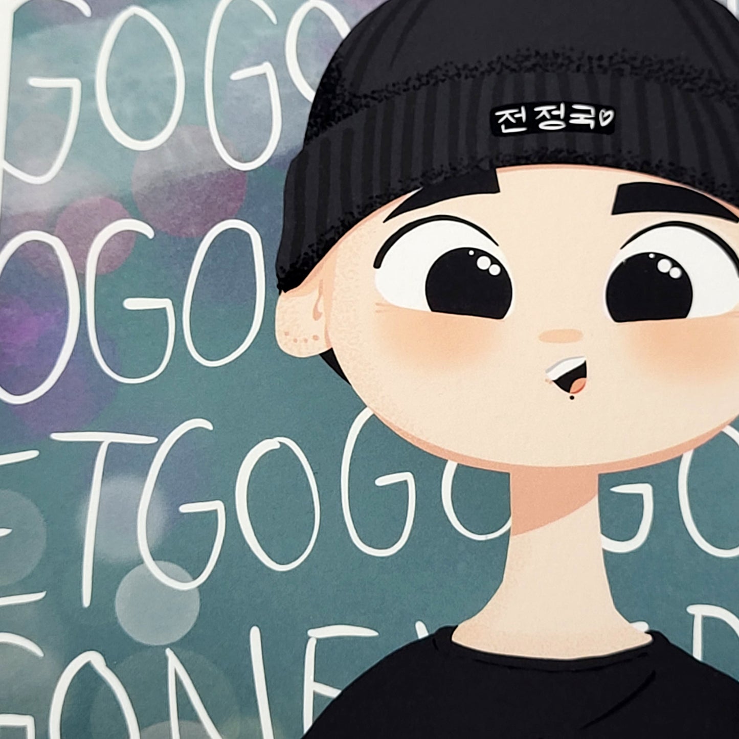 Jungkook Never Let Go cute cartoon art print