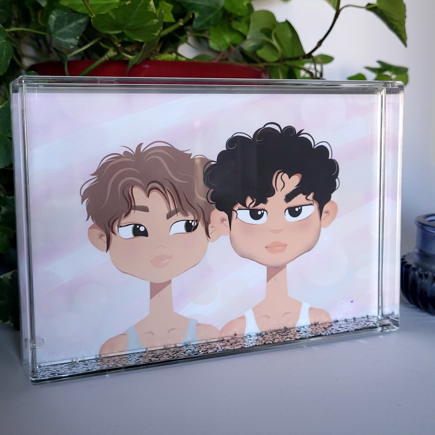 LIMERENCE by Scarlett Drake Felix & Nico 6x4" glitter shaker acrylic block