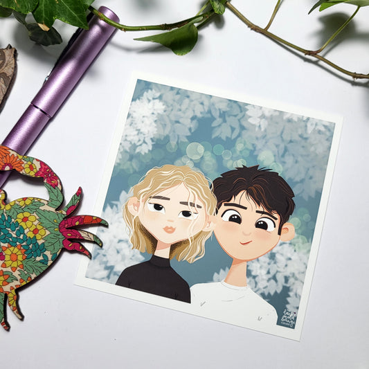 Custom Cartoon Commission - character custom portrait PAIR