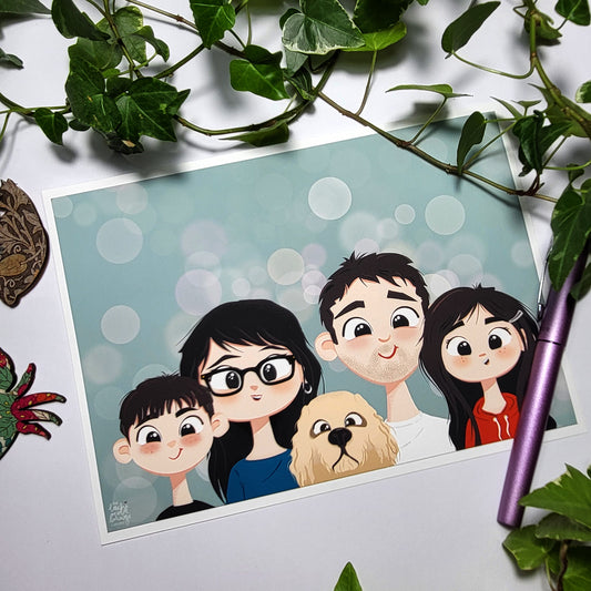 Custom Cartoon Commission - character custom portrait FAMILY