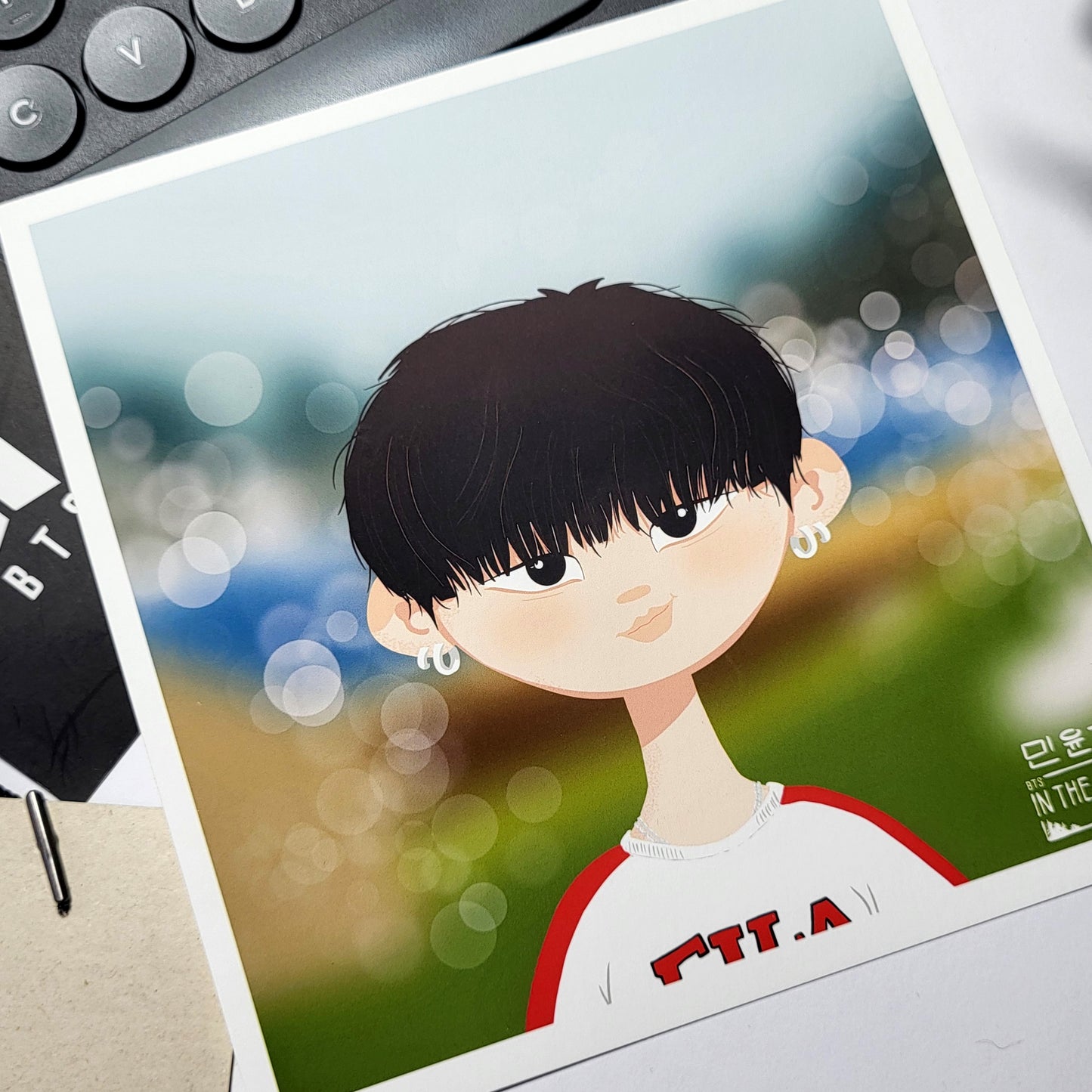 BTS In The Soop Yoongi art print, SUGA portrait, original Bangtan Sonyeondan kpop cartoon illustration