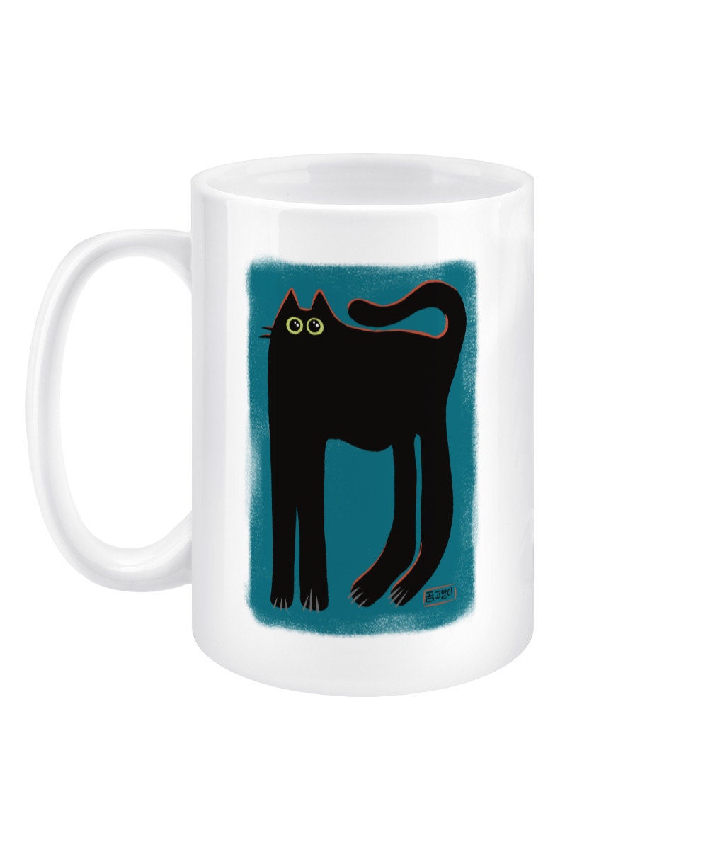 15oz Mug Blue Gomgoyangi Black Cat jumbo mug