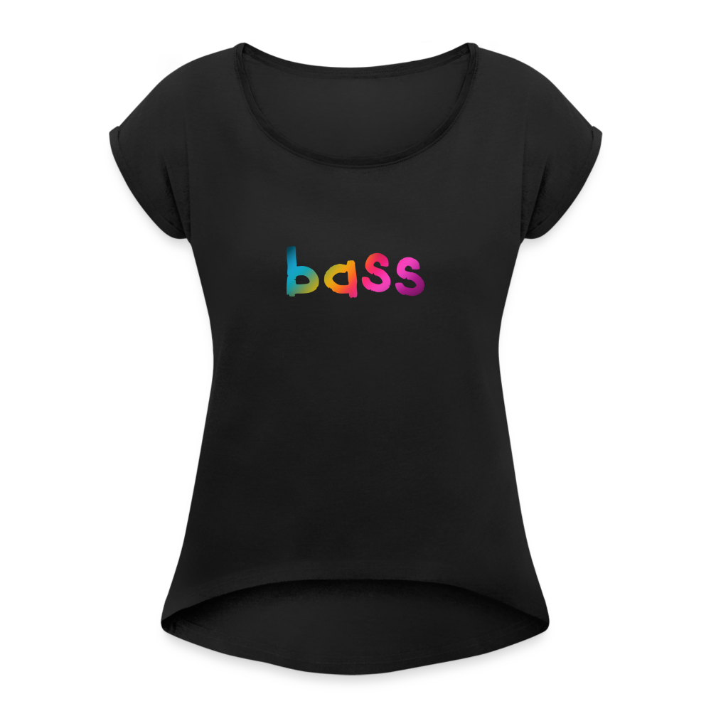 Women’s T-Shirt with rolled up sleeves - black