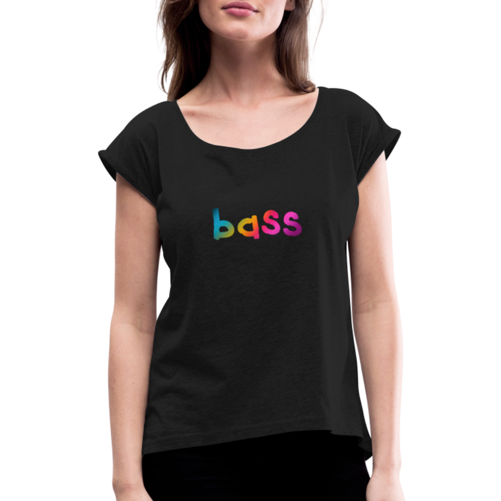 Women’s T-Shirt with rolled up sleeves - black