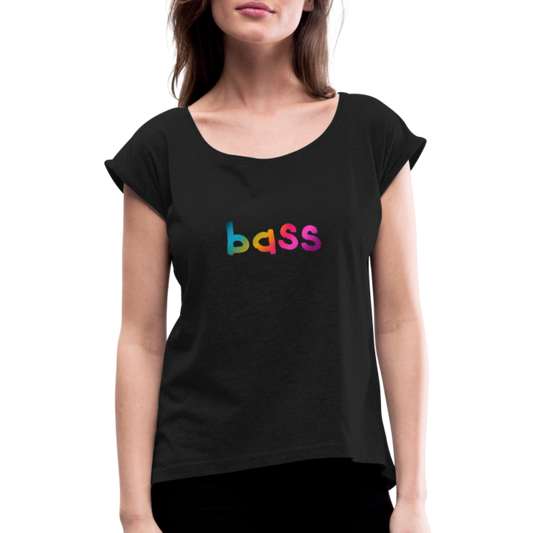 Women’s T-Shirt with rolled up sleeves - black