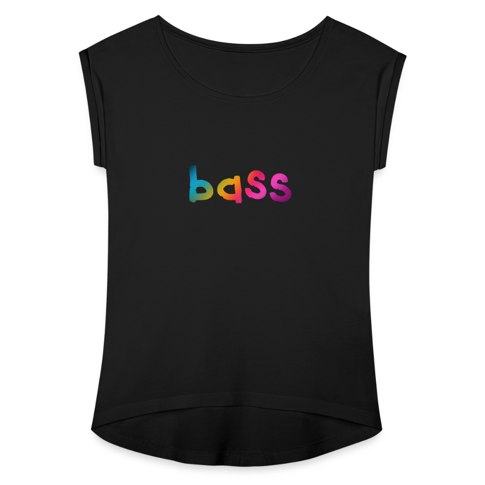 Women’s T-Shirt with rolled up sleeves - black