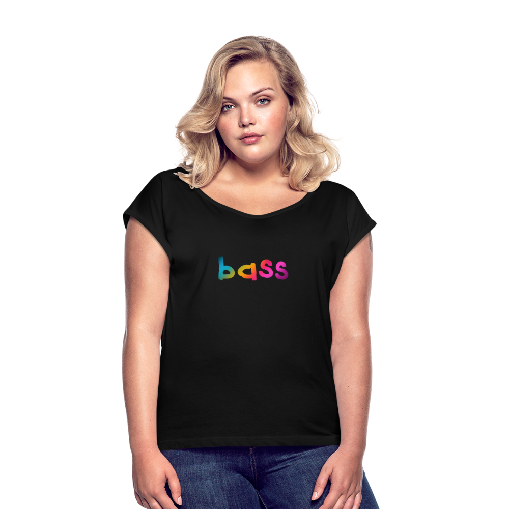 Women’s T-Shirt with rolled up sleeves - black