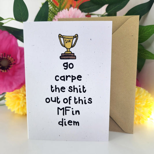 Carpe The MFing Diem recycled greeting card