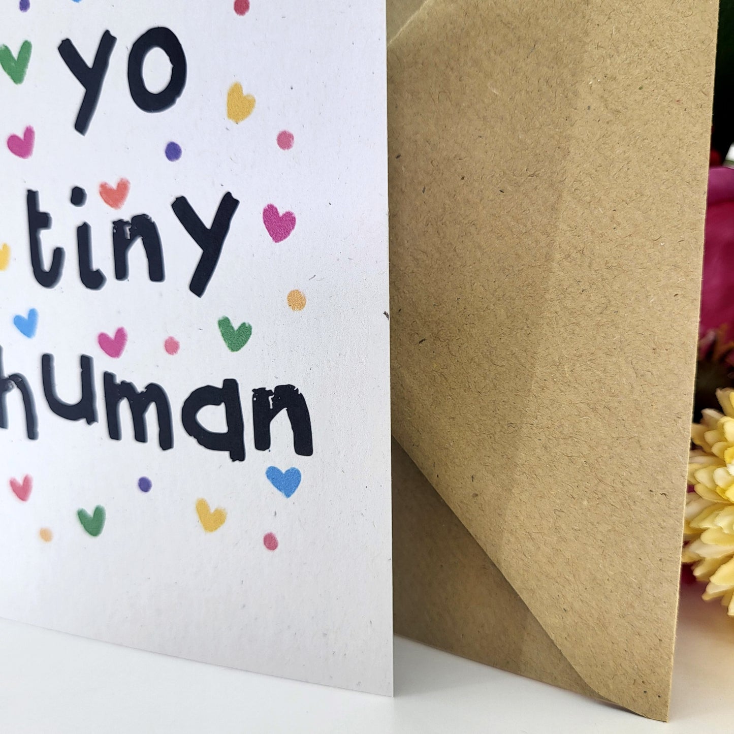 Yo Tiny Human recycled greeting card