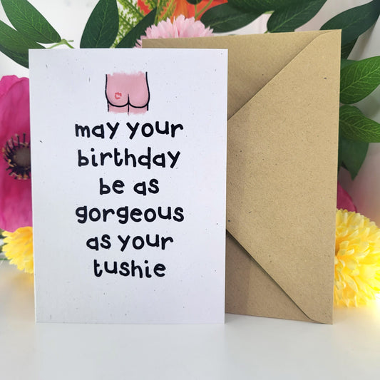 Birthday Tushie recycled greeting card