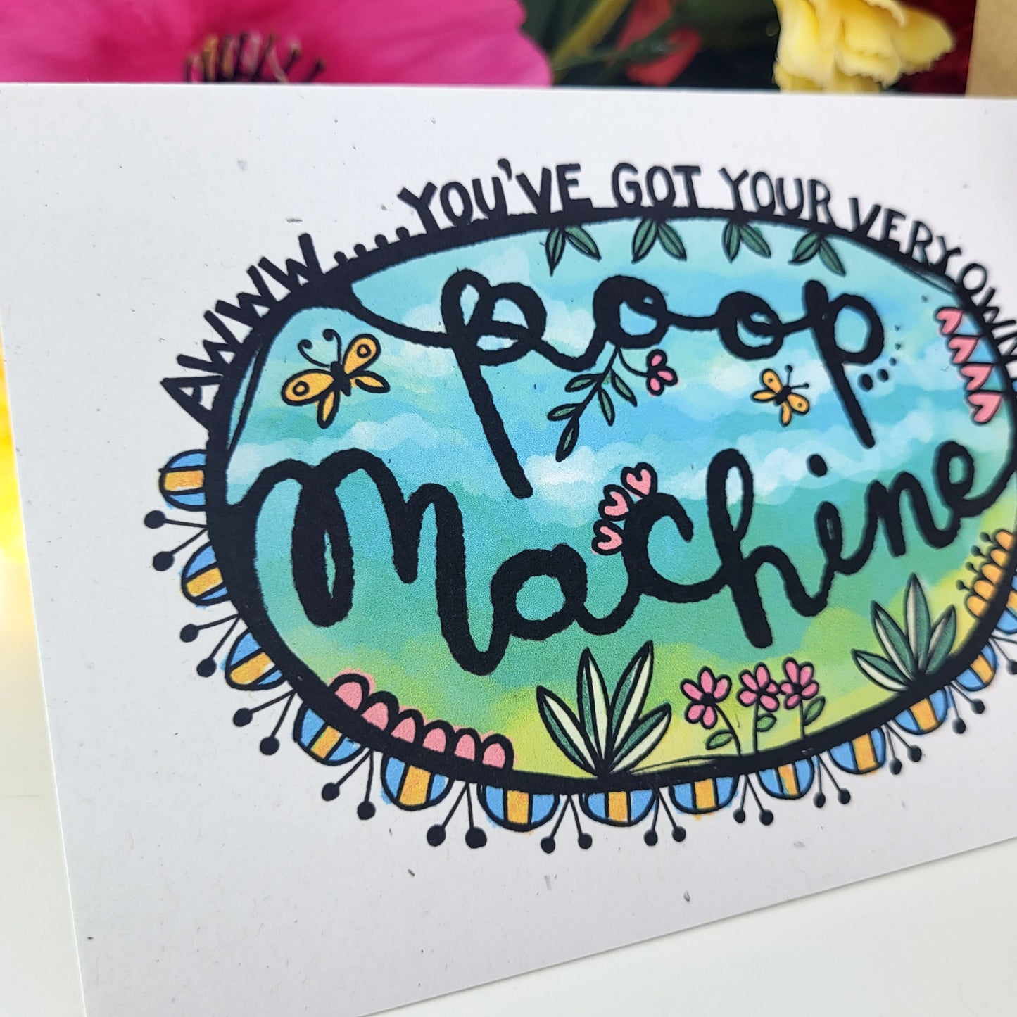 Poop Machine - new baby recycled greetings card, congratulations
