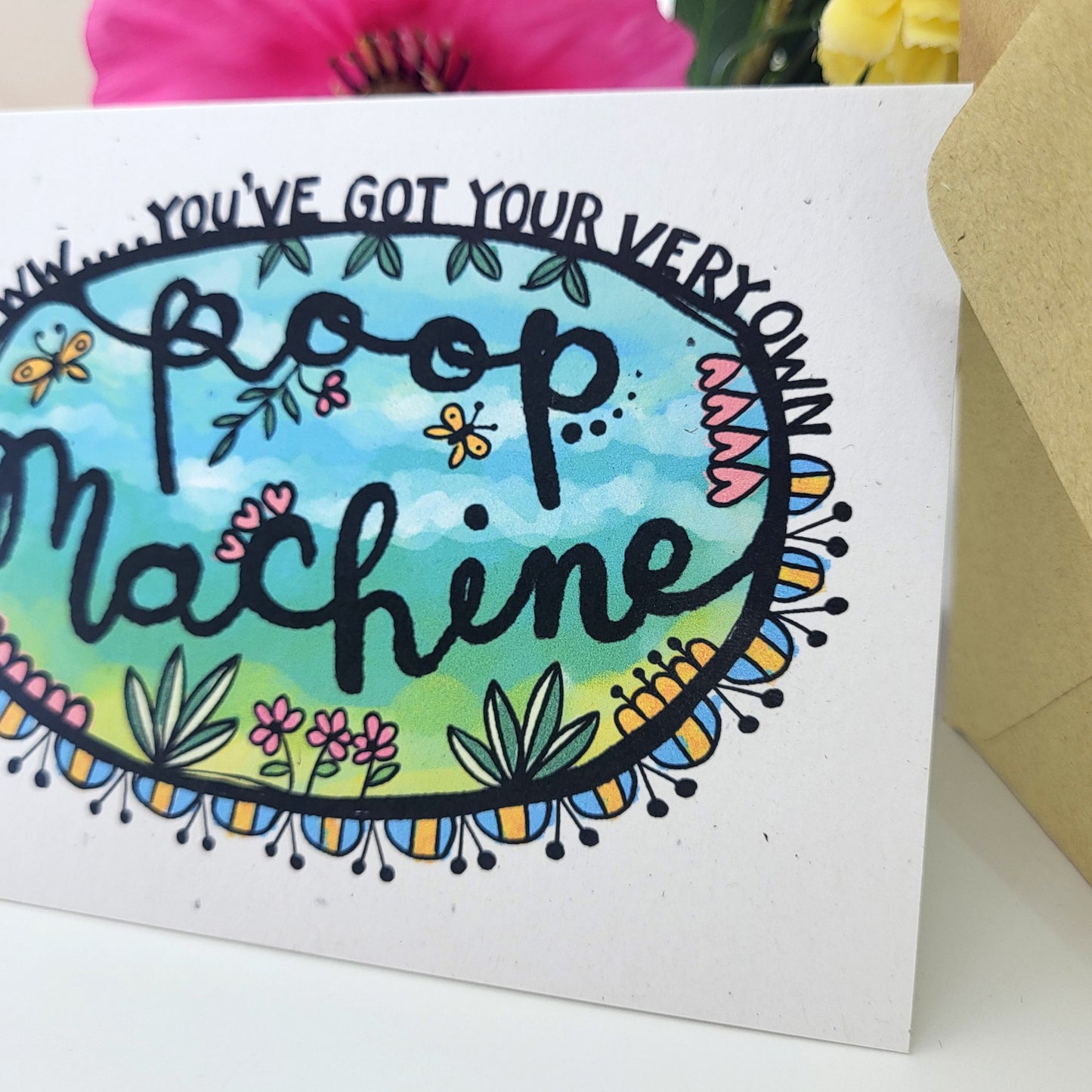 Poop Machine - new baby recycled greetings card, congratulations