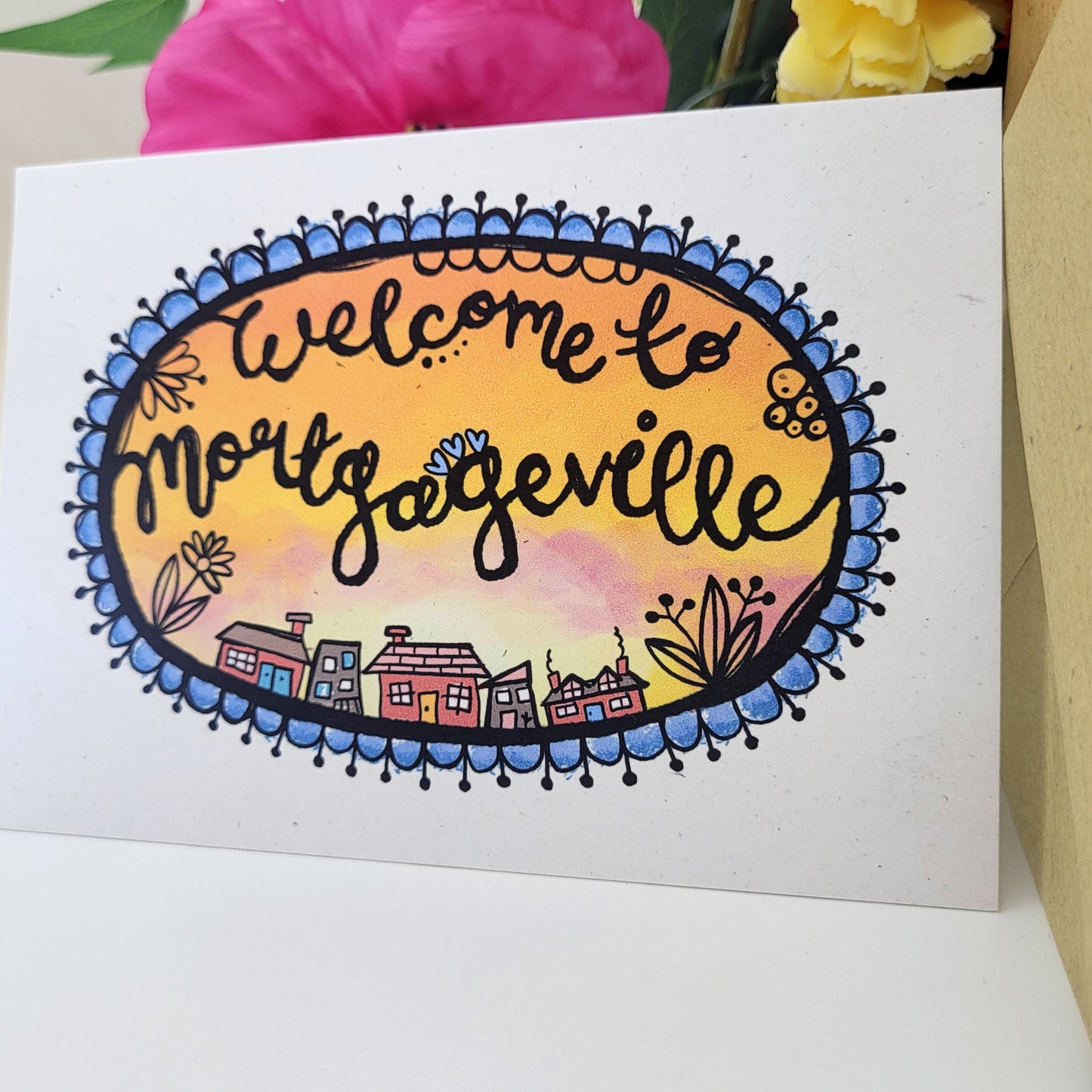 Welcome To Mortgageville recycled greetings card - congratulations, new house