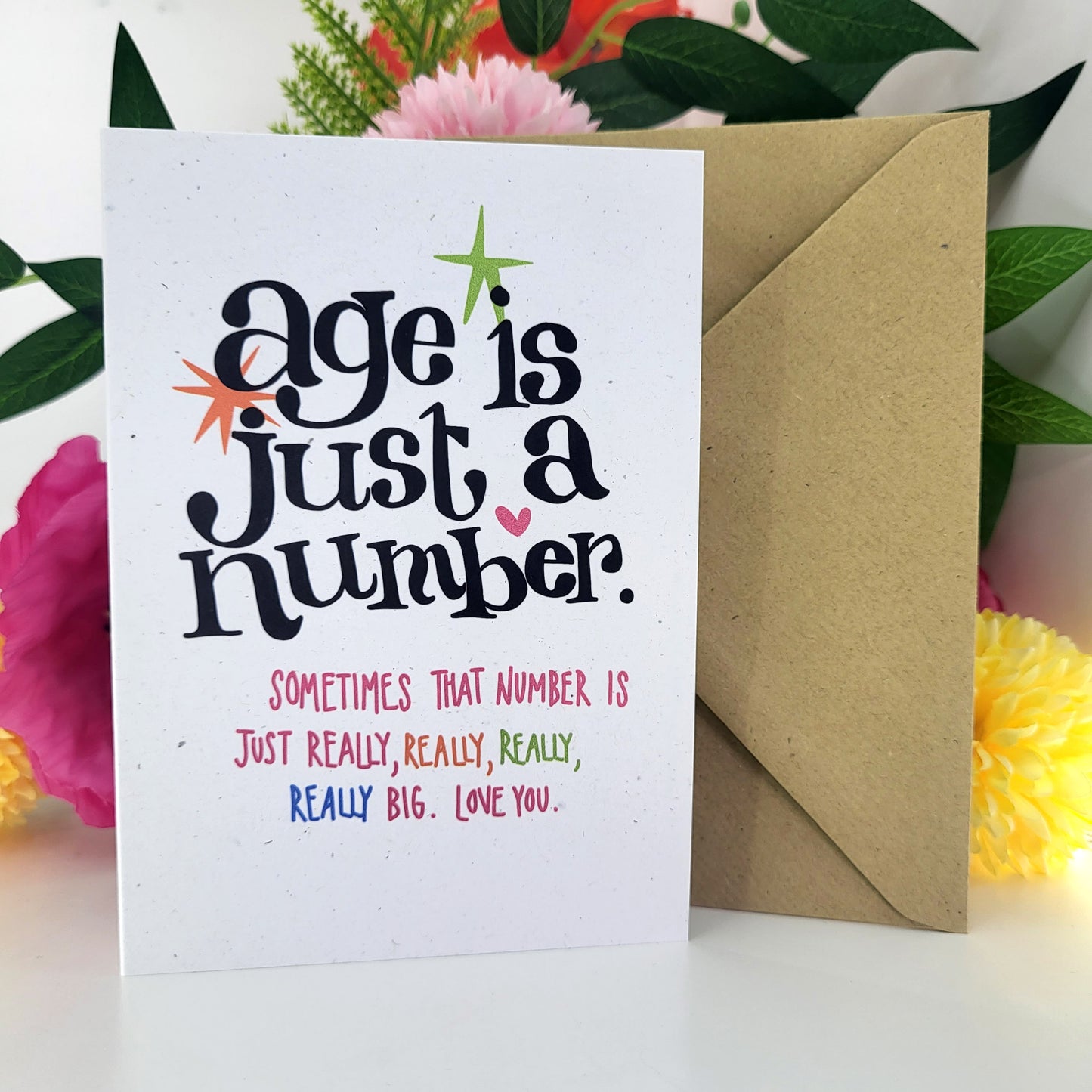 Just a Number - happy birthday recycled greetings card