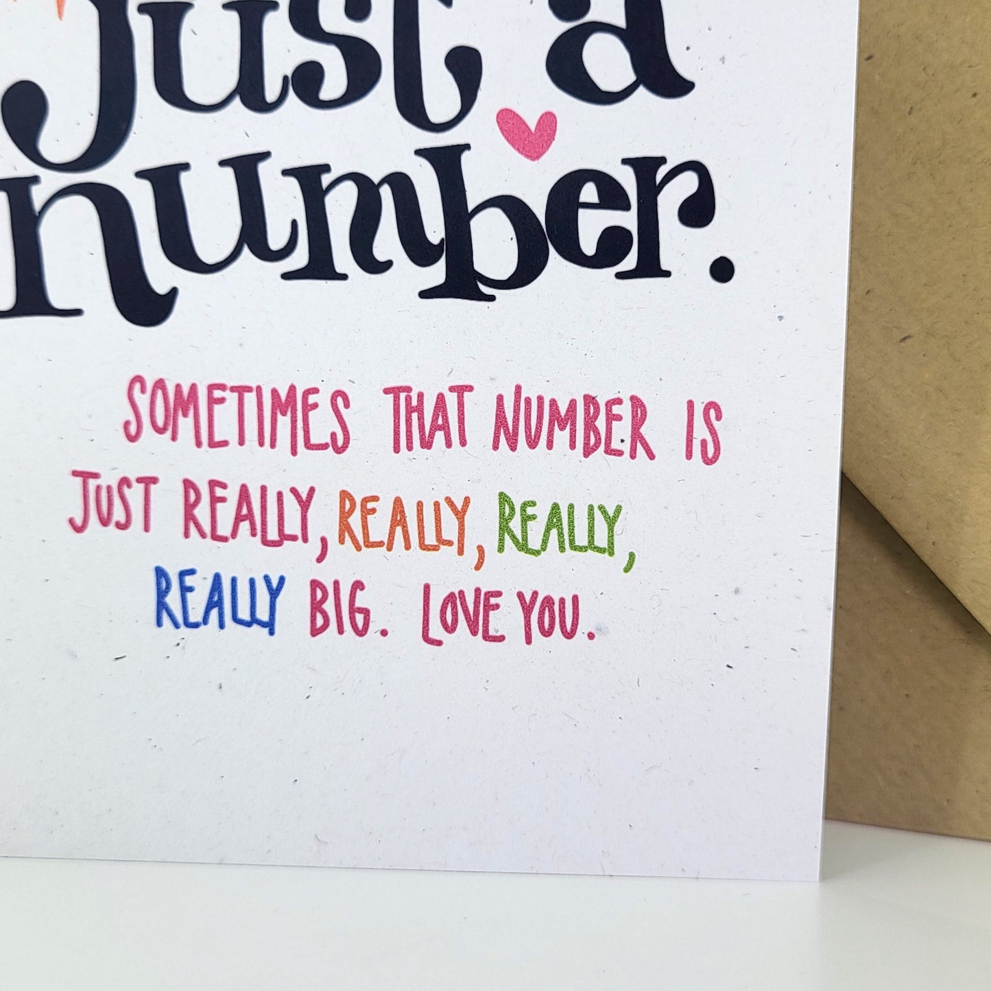 Just a Number - happy birthday recycled greetings card