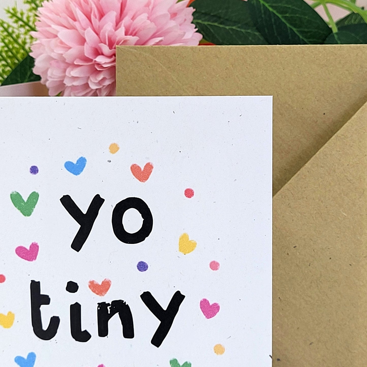 Yo Tiny Human recycled greeting card