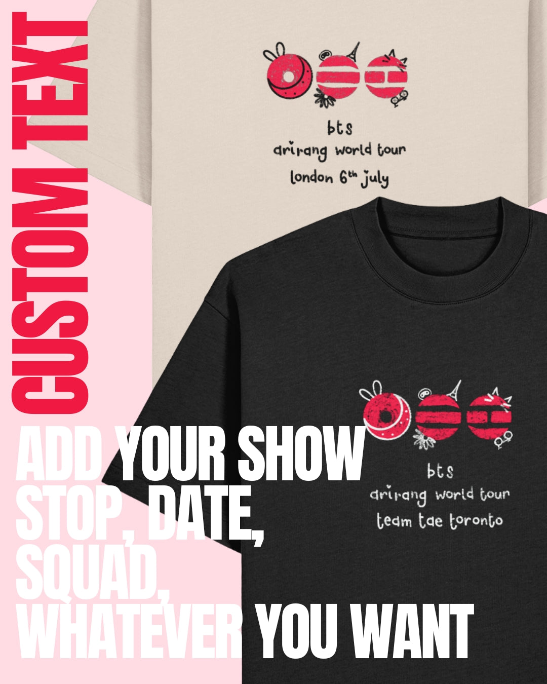 Customisable BTS ARIRANG World Tour chalkboard doodle LIGHT BOXY FIT tshirt