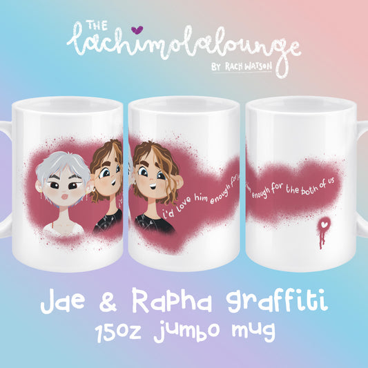 HAMARTIA by Scarlett Drake Jae and Rapha graffiti 15oz jumbo mug, MM romance reader gift