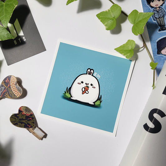 Bangtanimals - JK, kawaii rabbit 4" print, cute tokki art