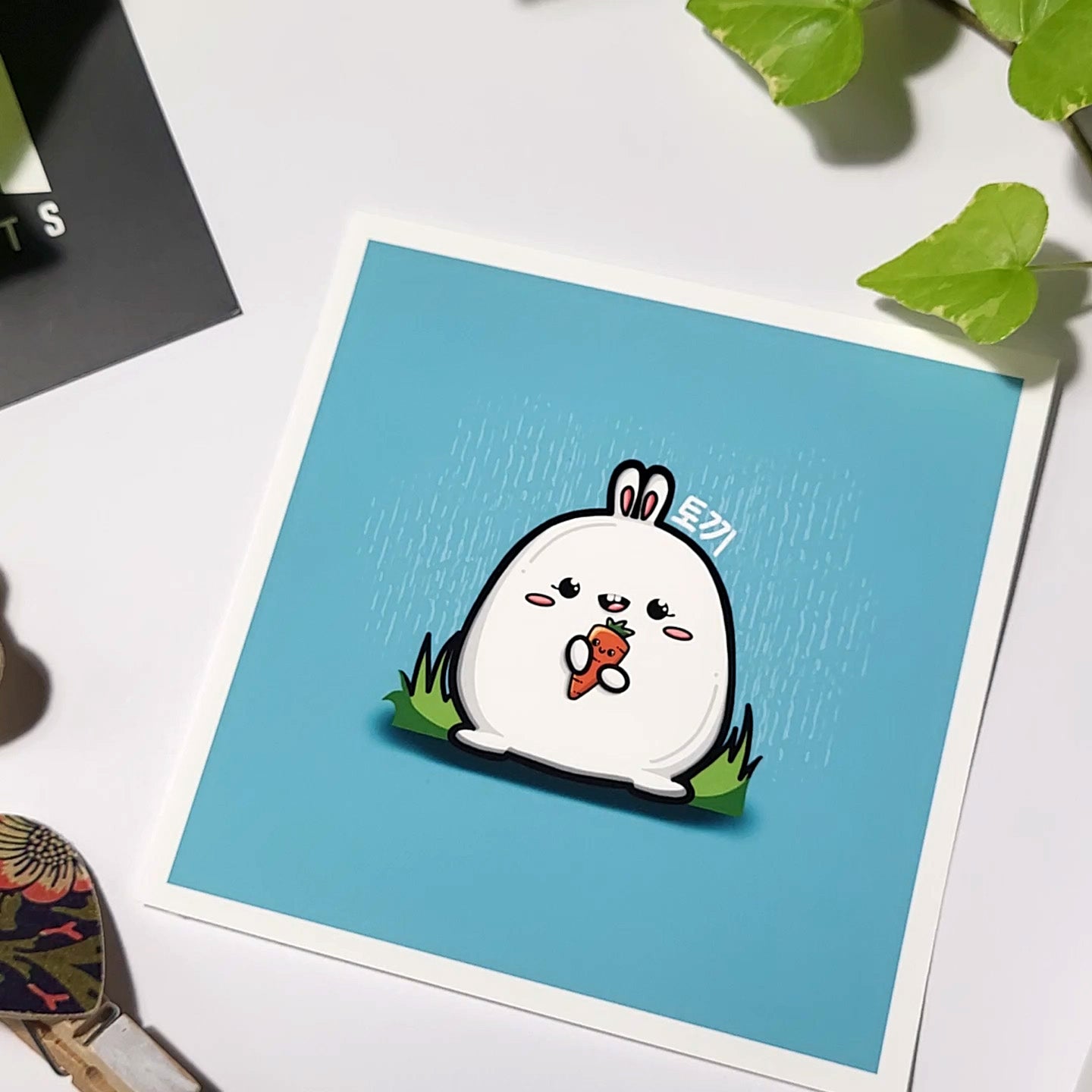 Bangtanimals - JK, kawaii rabbit 4" print, cute tokki art