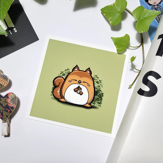 Bangtanimals - Hobi, J-Hope kawaii 4" print, cute squirrel art