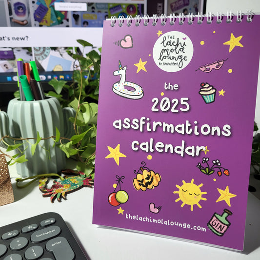 Assfirmations 2025 calendar, positivity for pottymouths A5 desk calendar