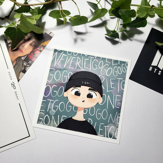 Jungkook Never Let Go cute cartoon art print