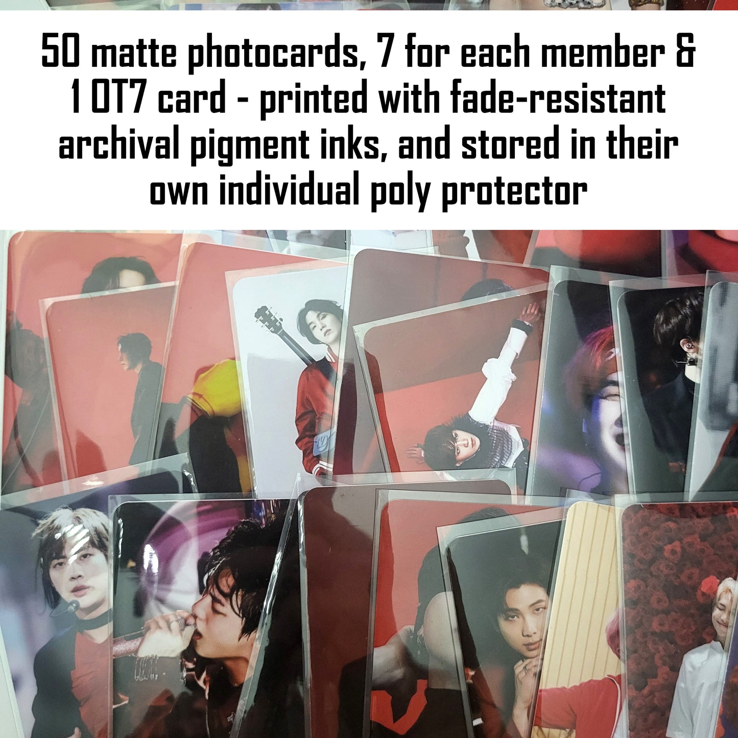 BTS The Red Series Photocards, 50 Archival Matte Collectible LOMO Cards