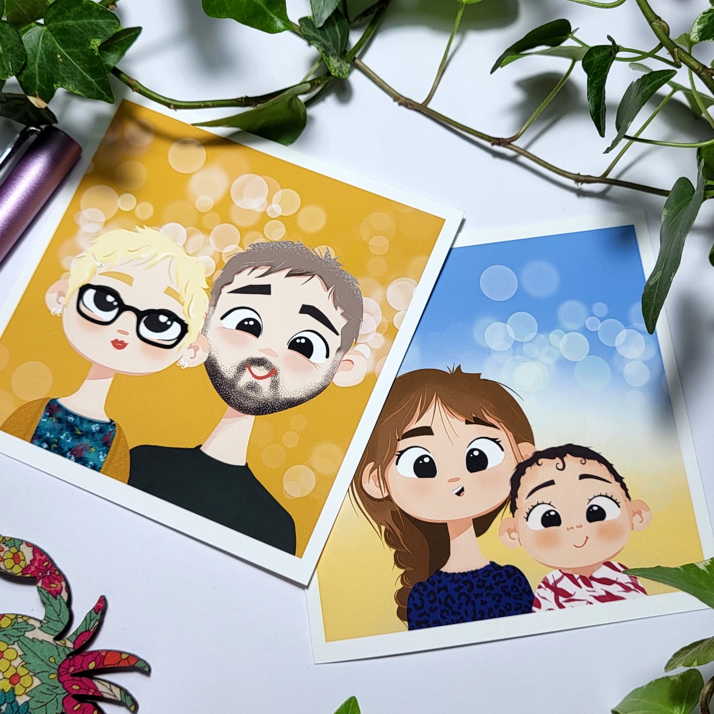 Custom Cartoon Commission - character portrait PAIR