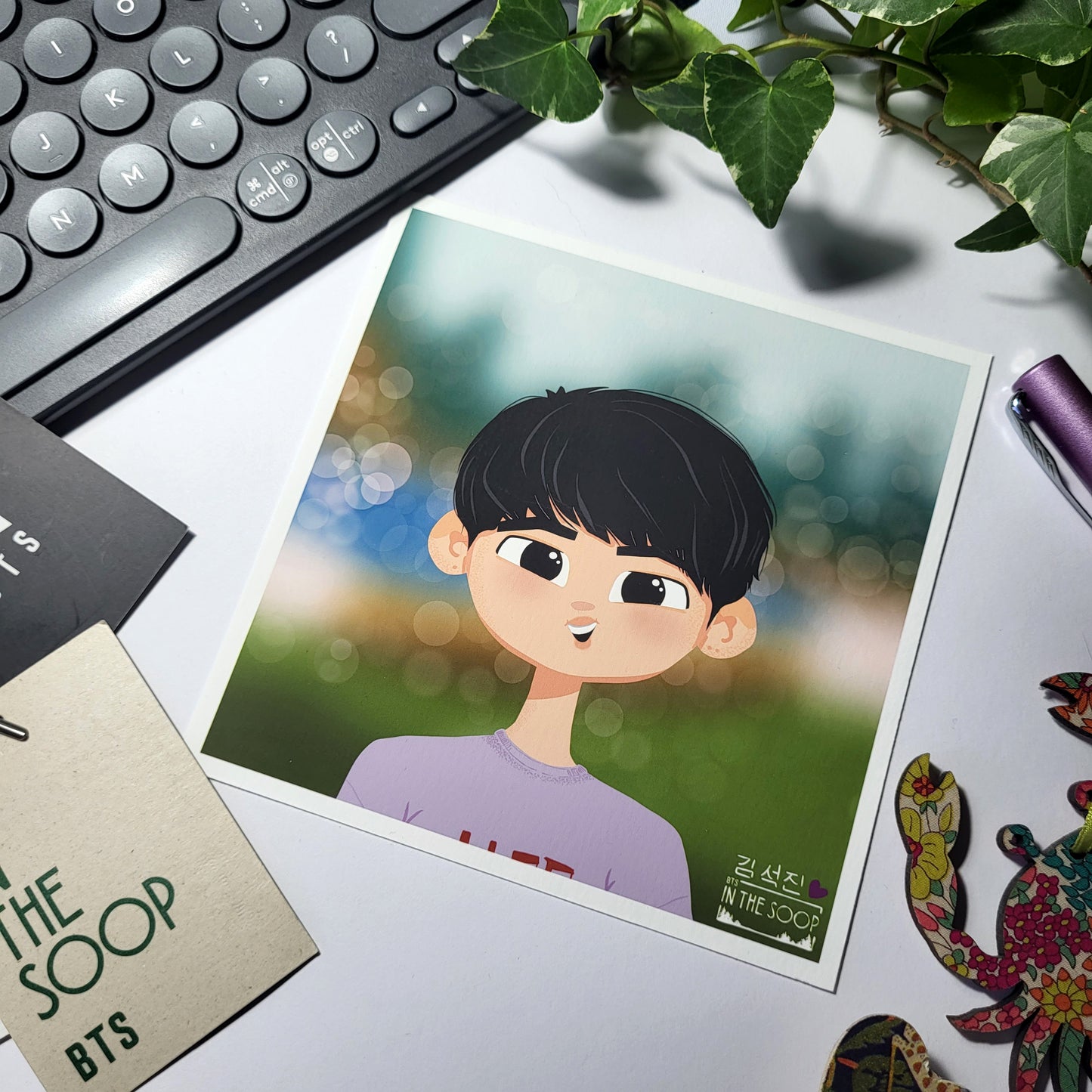 BTS In The Soop Jin art print, Seokjin portrait, original Bangtan Sonyeondan kpop cartoon illustration