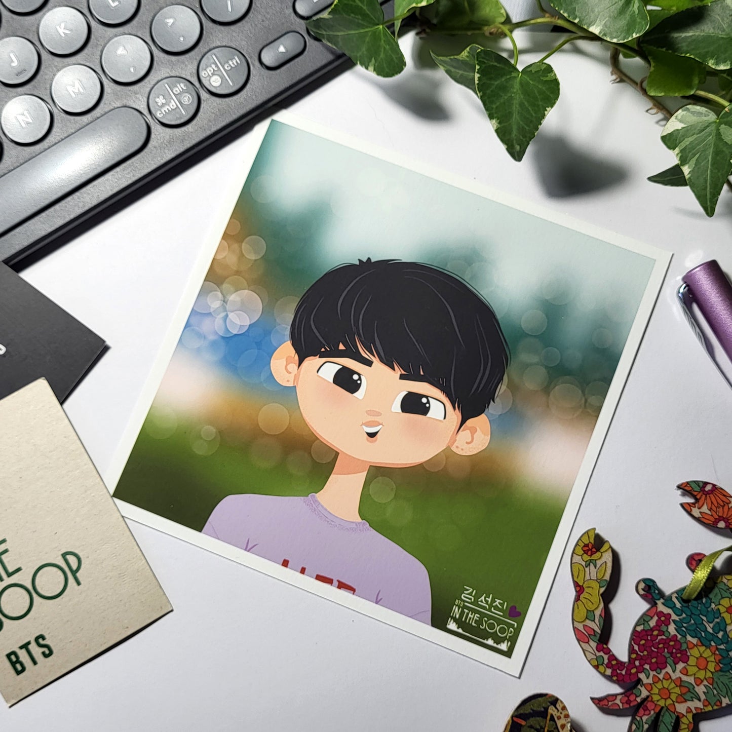 BTS In The Soop Jin art print, Seokjin portrait, original Bangtan Sonyeondan kpop cartoon illustration