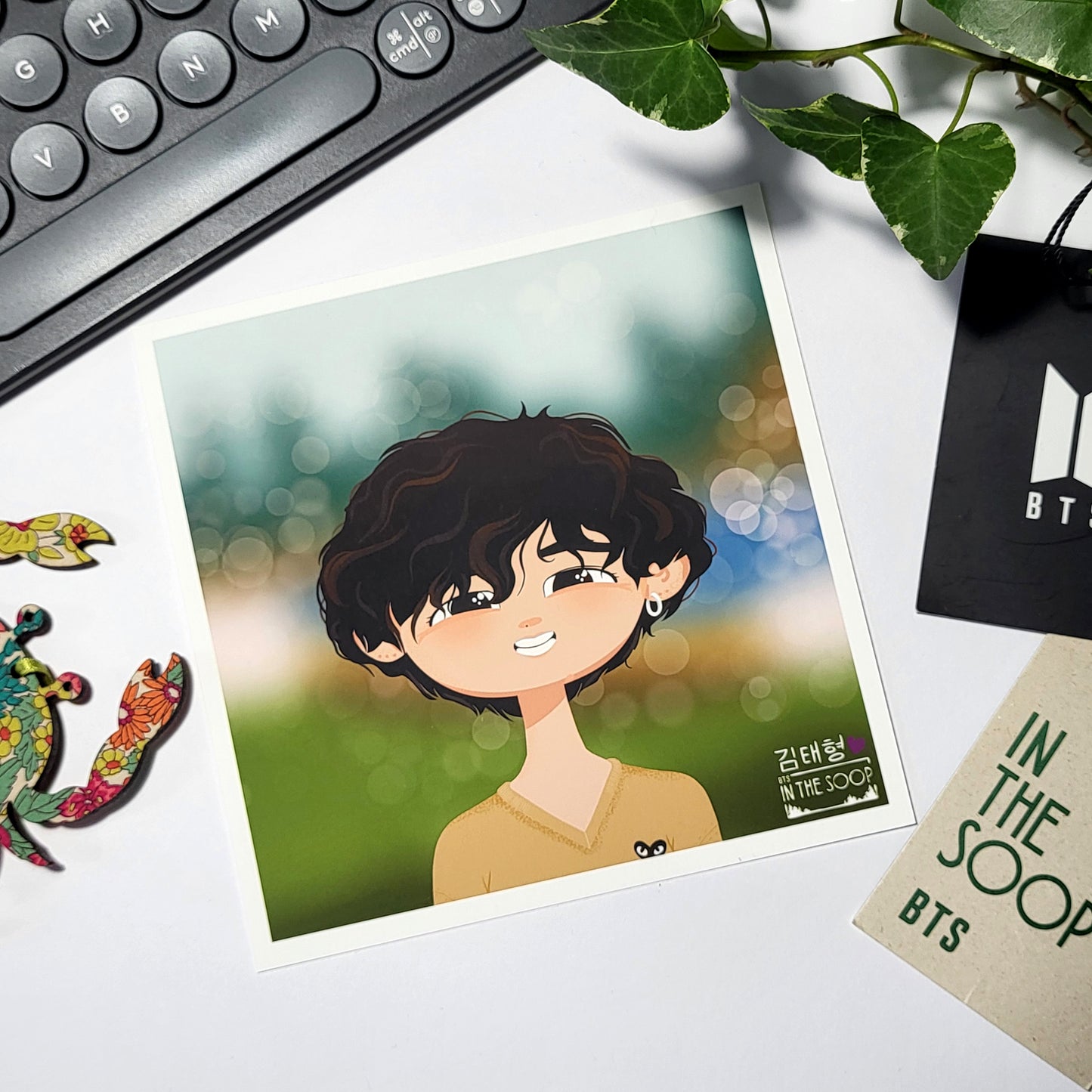 BTS In The Soop Taehyung art print, cute V portrait, original Bangtan Sonyeondan kpop cartoon illustration