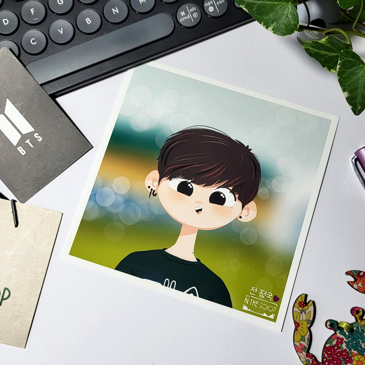 BTS In The Soop Jungkook art print, cute JK portrait, original Bangtan Sonyeondan kpop cartoon illustration