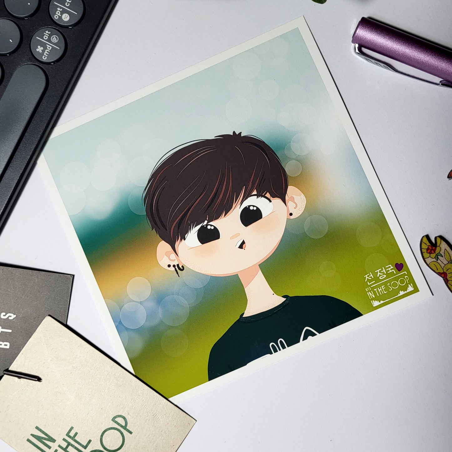 BTS In The Soop Jungkook art print, cute JK portrait, original Bangtan Sonyeondan kpop cartoon illustration