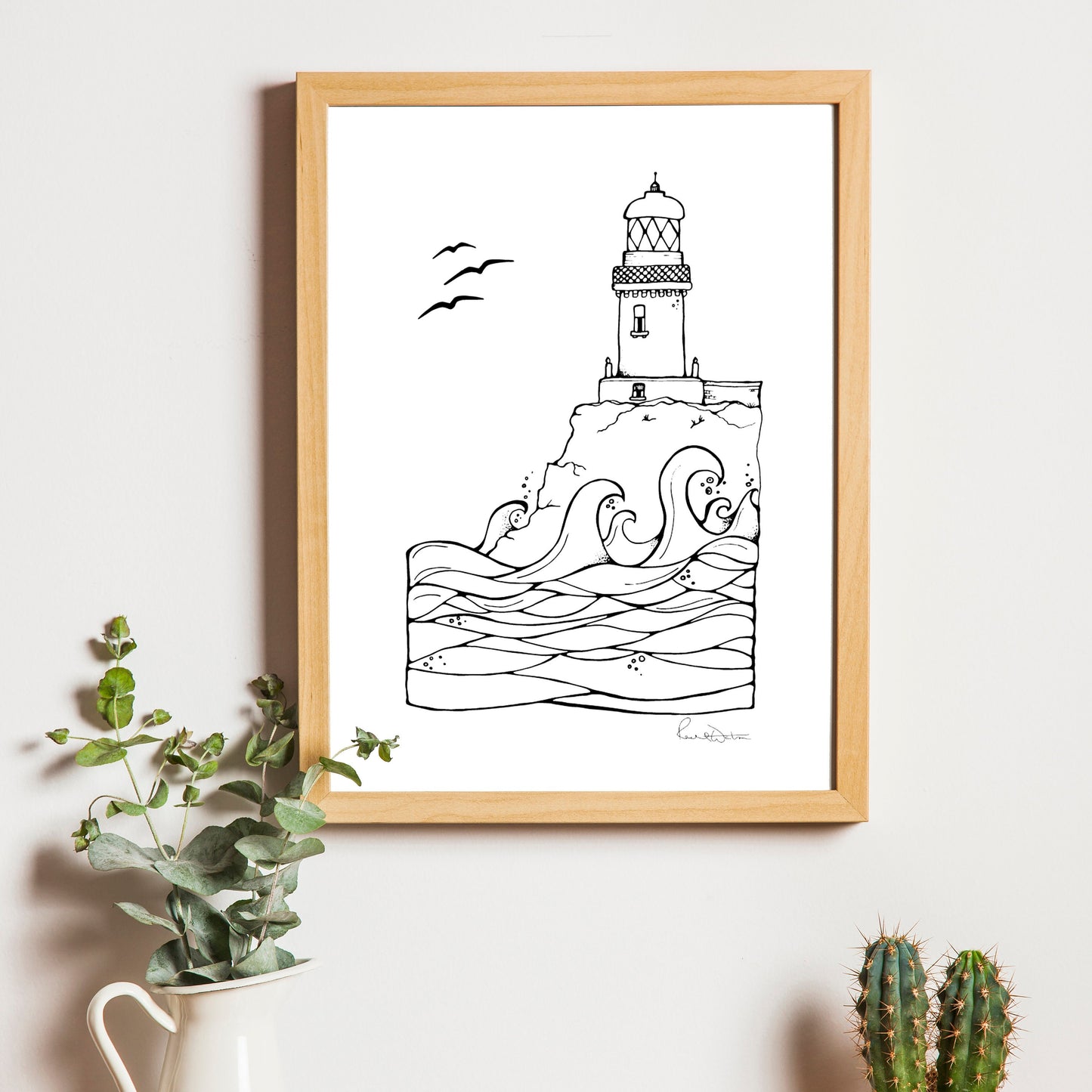 Barra Head lighthouse print, Hebrides illustration