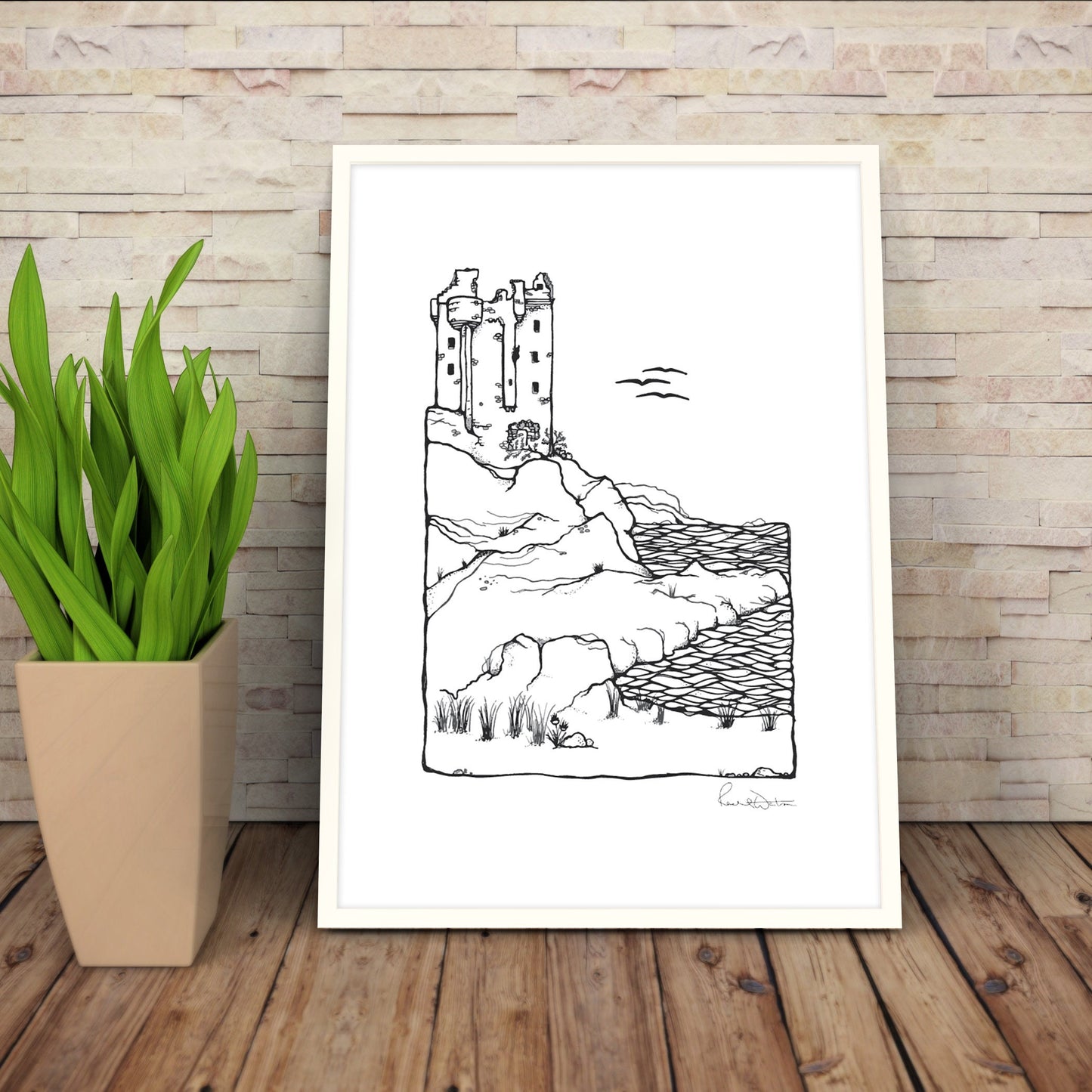 Gylen Castle print, Isle of Mull Kerrera illustration