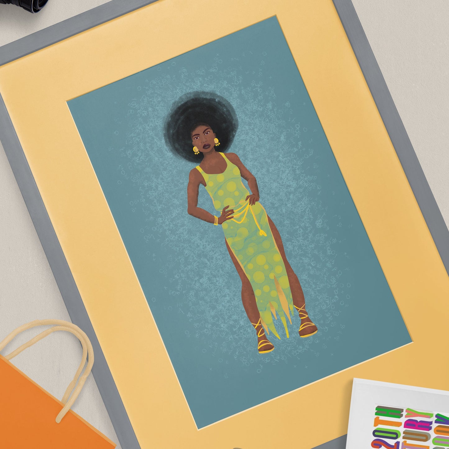 Goddess art print, natural hair illustration, summertime fashion drawing, black woman illustration, powerful woman print