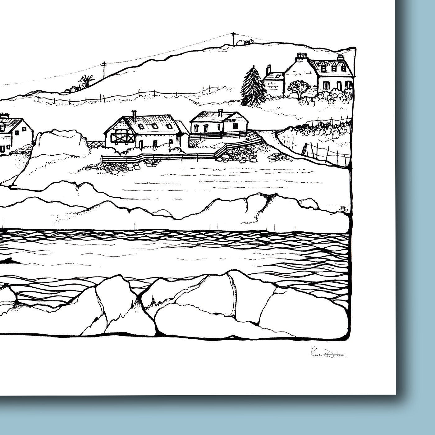 Bridge of Ord coast print, Isle of Skye illustration