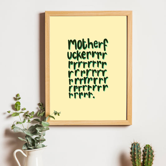 SWEARY PRINT, Motherf***er wall art, swearing lettering, profanity a4 print, cursing a5 unframed illustration, British slang gift