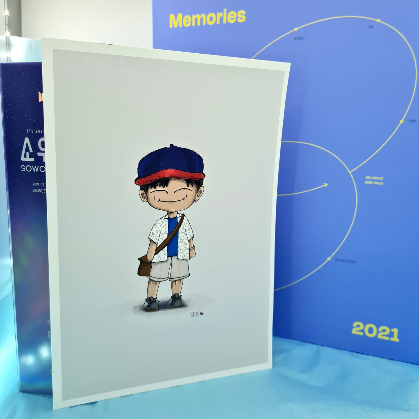 RM chibi art print, archive quality, Namjoon BTS illustration, bangtan character art, cute Joon print